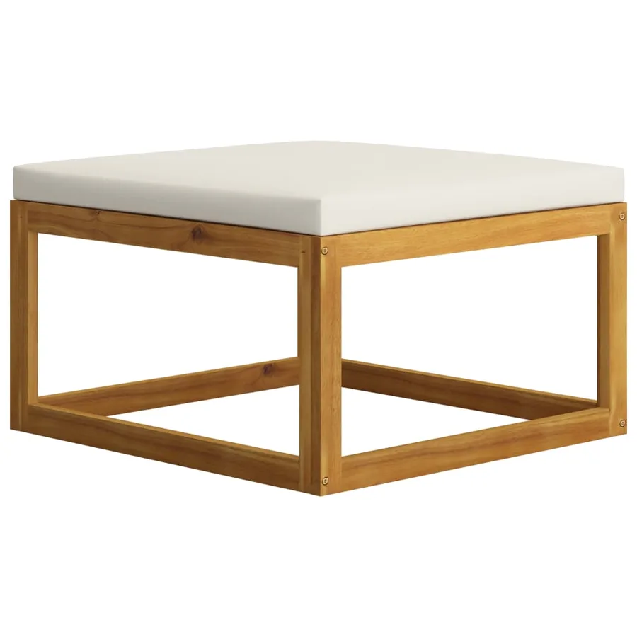 Salon de jardin 4 pcs avec coussin Crème Bois d'acacia solide - 13