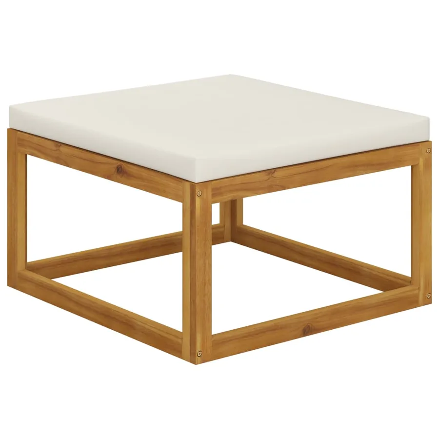 Salon de jardin 4 pcs avec coussin Crème Bois d'acacia solide - 8