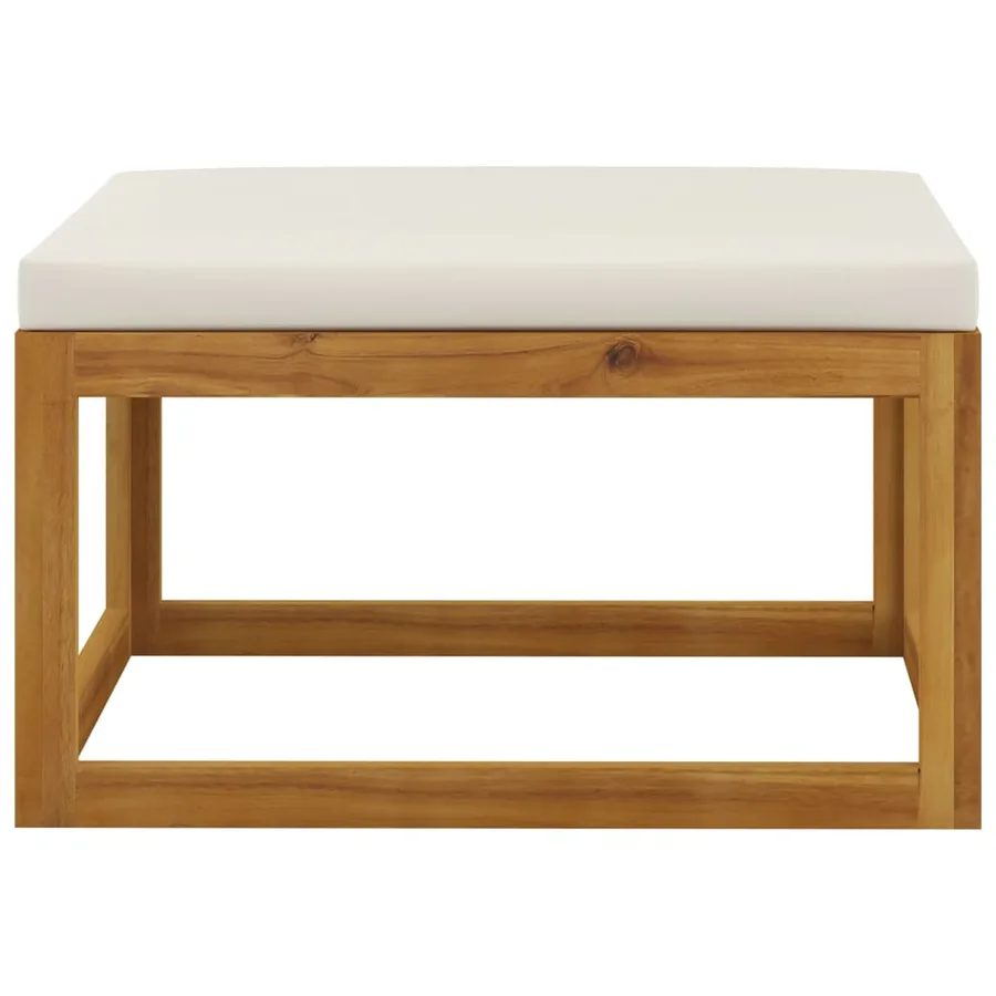 Salon de jardin 4 pcs avec coussin Crème Bois d'acacia solide - 9