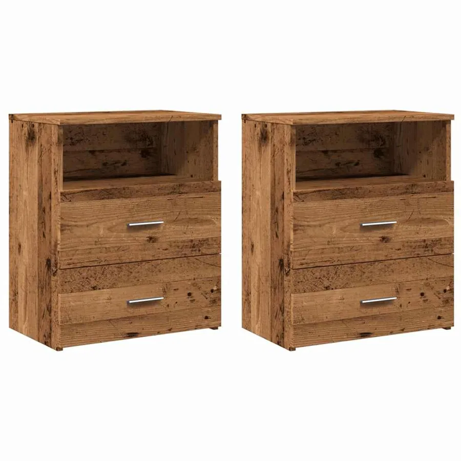 Tables de chevet 2 pcs vieux bois 50x32x60 cm bois d'ingénierie - 2