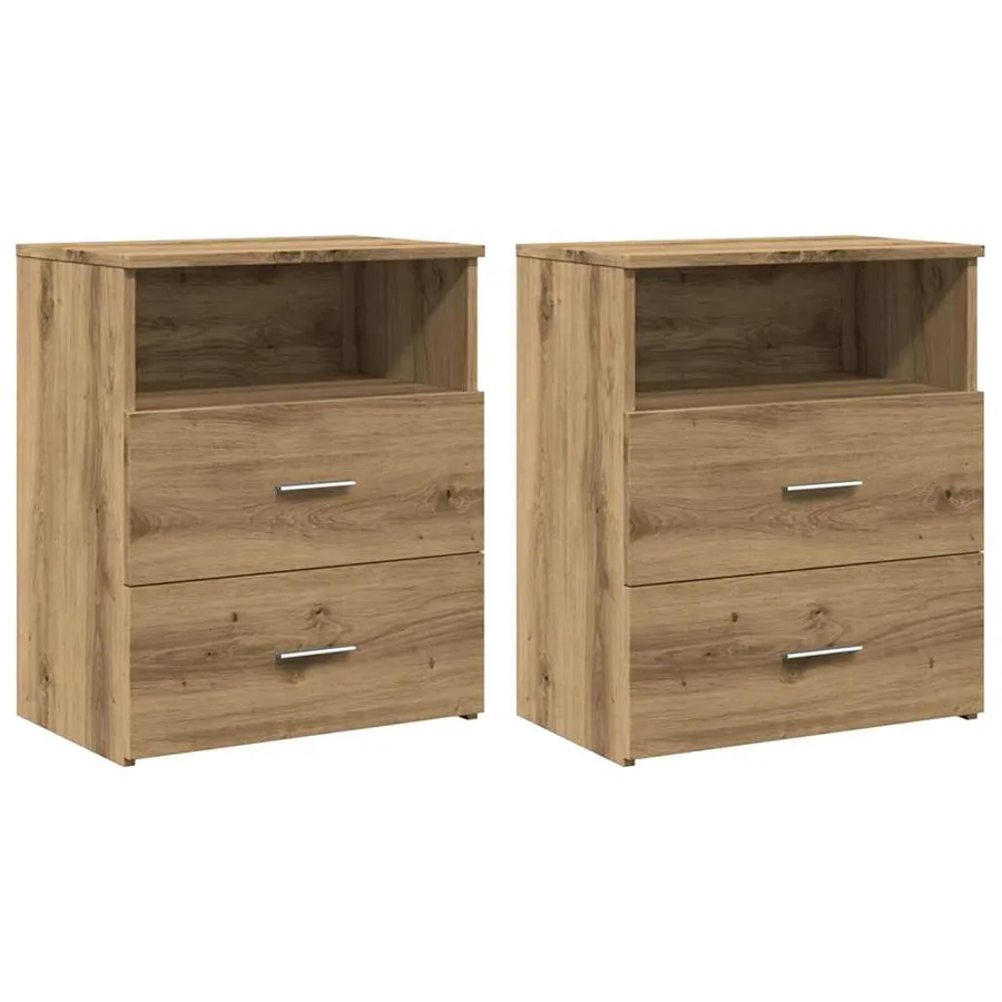 Tables de chevet 2 pcs chêne artisanal bois d'ingénierie - 2