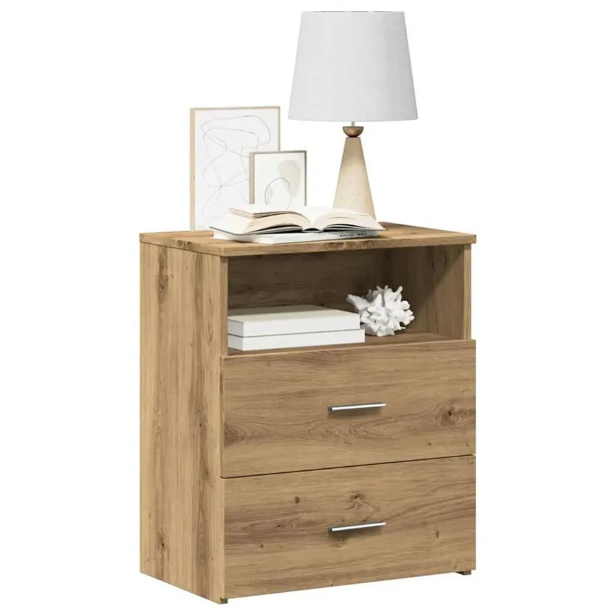 Tables de chevet 2 pcs chêne artisanal bois d'ingénierie - 9