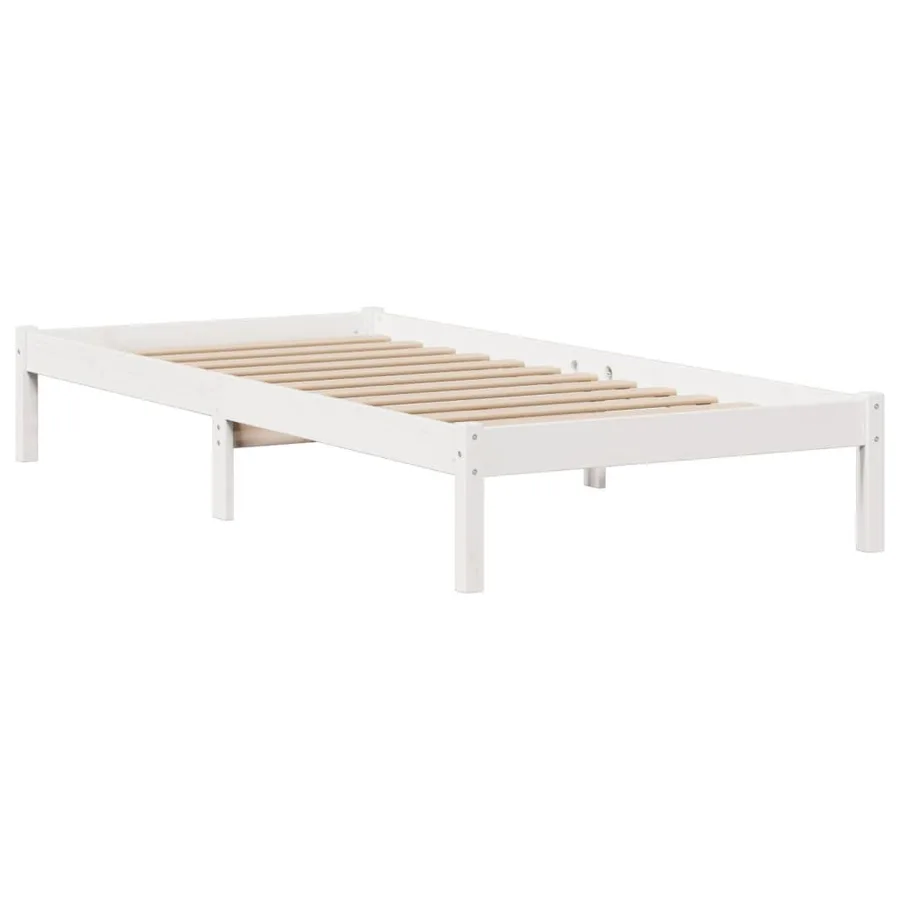 Lit bibliothèque sans matelas blanc 90x200cm bois de pin massif - 5