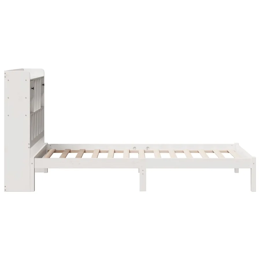 Lit bibliothèque sans matelas blanc 90x200cm bois de pin massif - 7