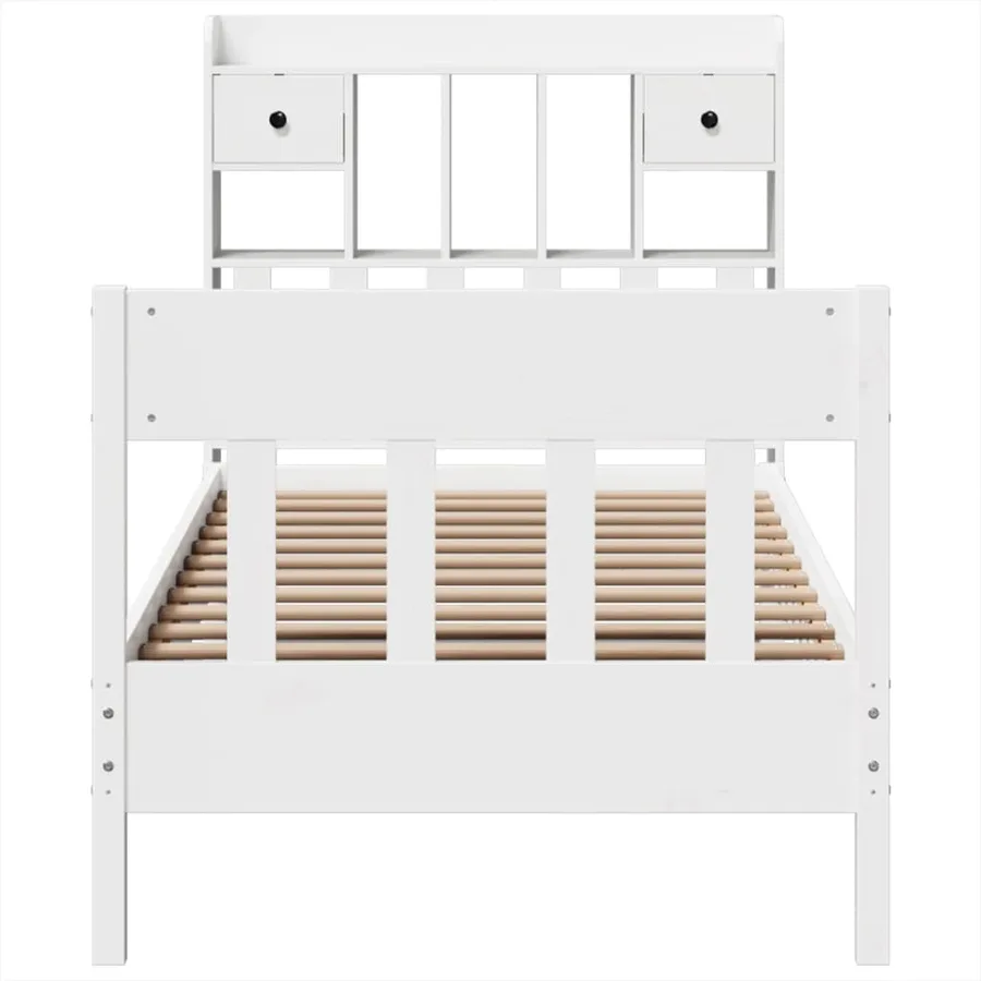 Cadre de lit sans matelas blanc 90x200 cm bois de pin massif - 4