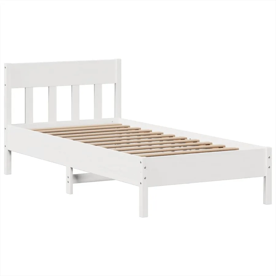 Cadre de lit sans matelas blanc 90x200 cm bois de pin massif - 5
