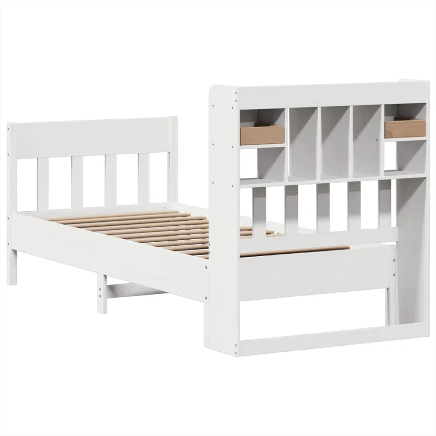 Cadre de lit sans matelas blanc 90x200 cm bois de pin massif - 8