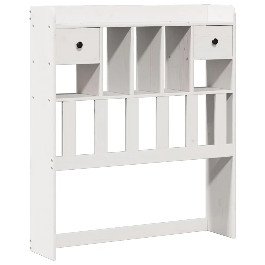 Lit bibliothèque sans matelas blanc 90x190cm bois de pin massif - 7