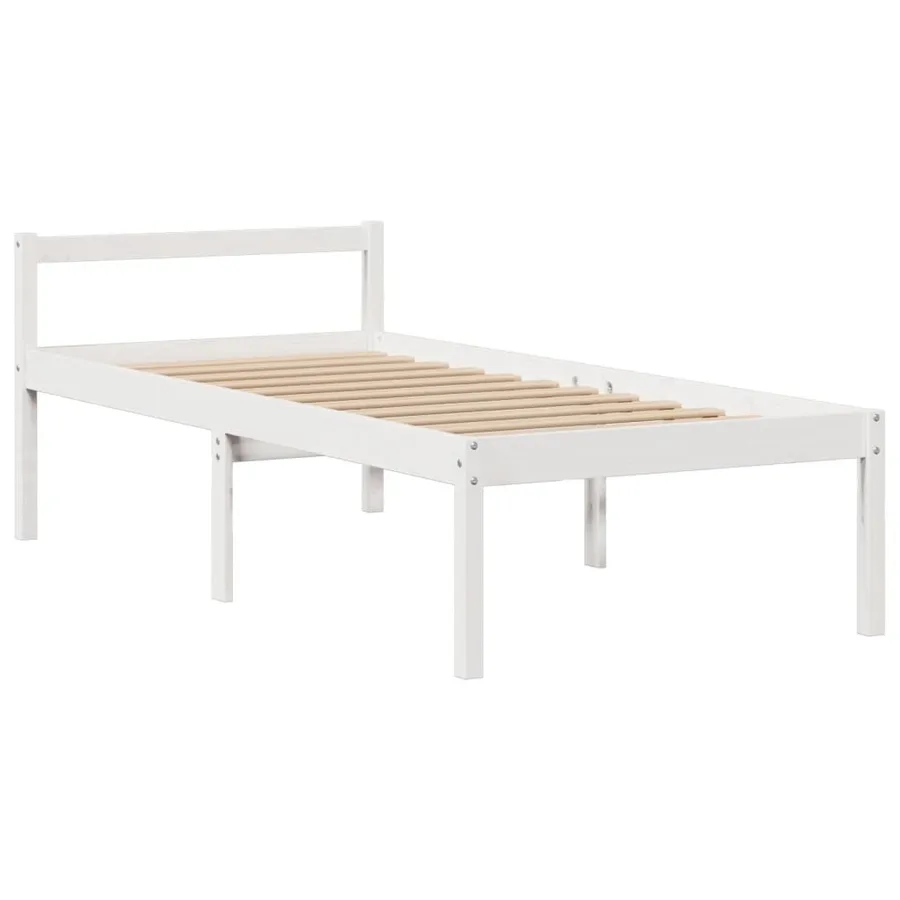 Lit bibliothèque sans matelas blanc 90x190cm bois de pin massif - 8