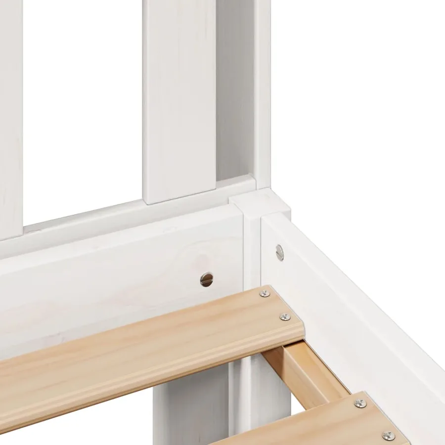 Lit bibliothèque sans matelas blanc 90x190cm bois de pin massif - 9