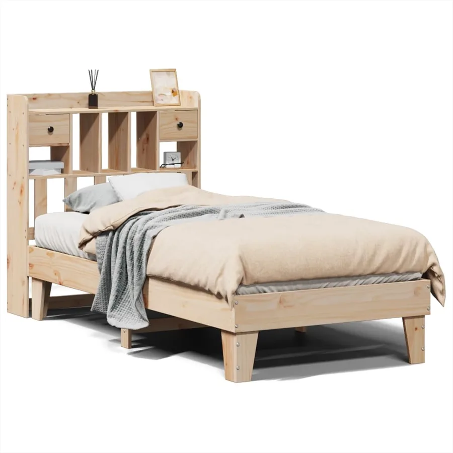 Cadre de lit sans matelas 100x200 cm bois massif de pin - 2