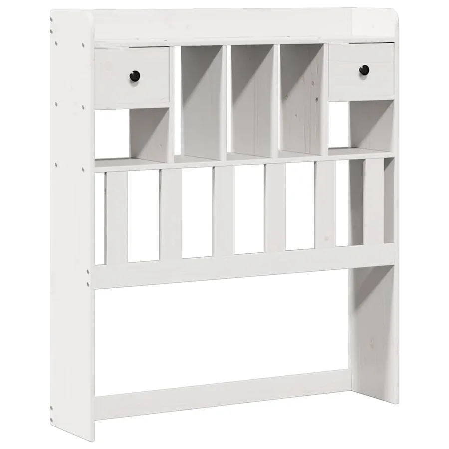 Lit bibliothèque sans matelas blanc 90x200cm bois de pin massif - 5