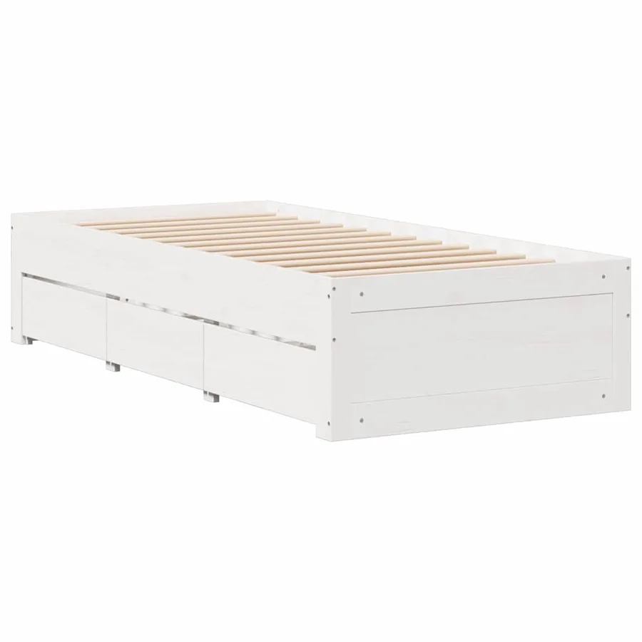 Lit bibliothèque sans matelas blanc 90x200cm bois de pin massif - 6