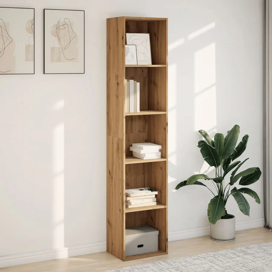 Bibliothèque chêne artisanal 40x30x189 cm bois d'ingénierie - 3