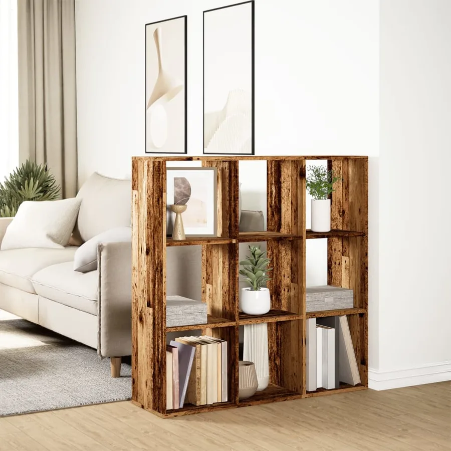 Étagère séparatrice de pièce vieux bois 102x29x103,5 cm - 4