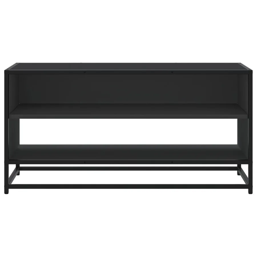 Meuble TV noir 91x40x46 cm bois d'ingénierie et métal - 4