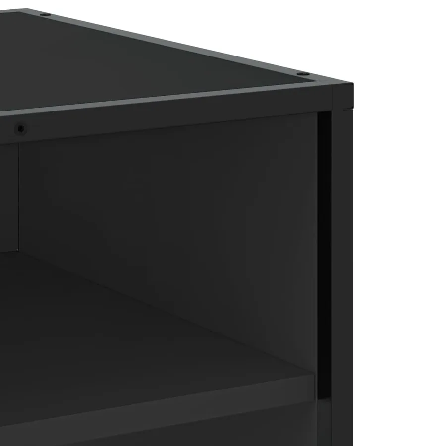 Meuble TV noir 91x40x46 cm bois d'ingénierie et métal - 7