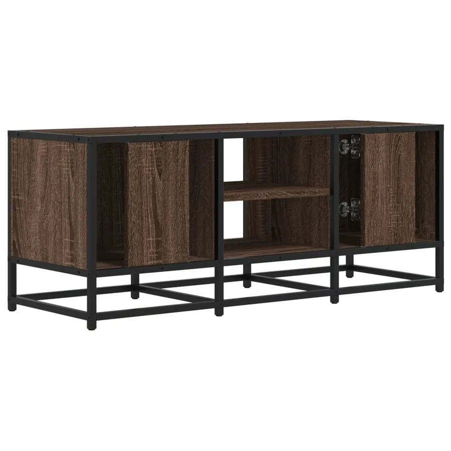 Meuble TV chêne marron 100x35x41 cm bois d'ingénierie et métal - 6