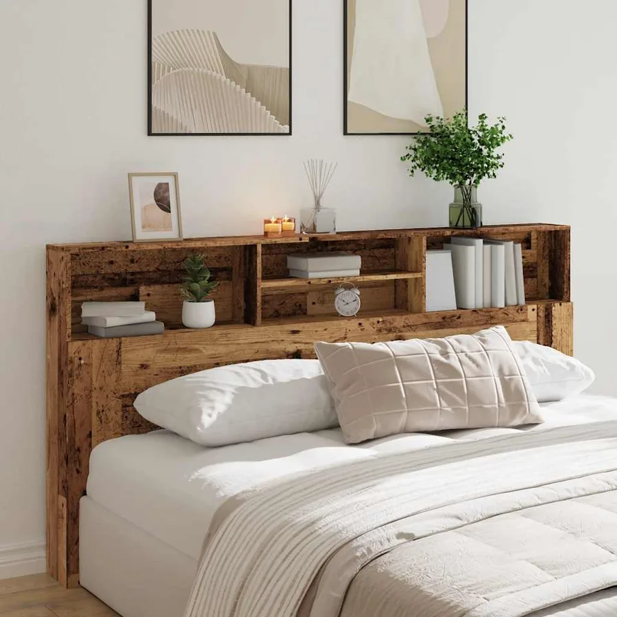 Armoire de tête de lit vieux bois 200x19x103,5 cm - 3