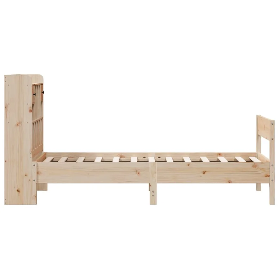 Lit bibliothèque sans matelas 75x190 cm bois de pin massif - 5
