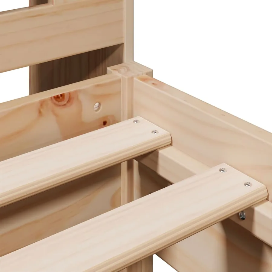 Lit bibliothèque sans matelas 75x190 cm bois de pin massif - 9