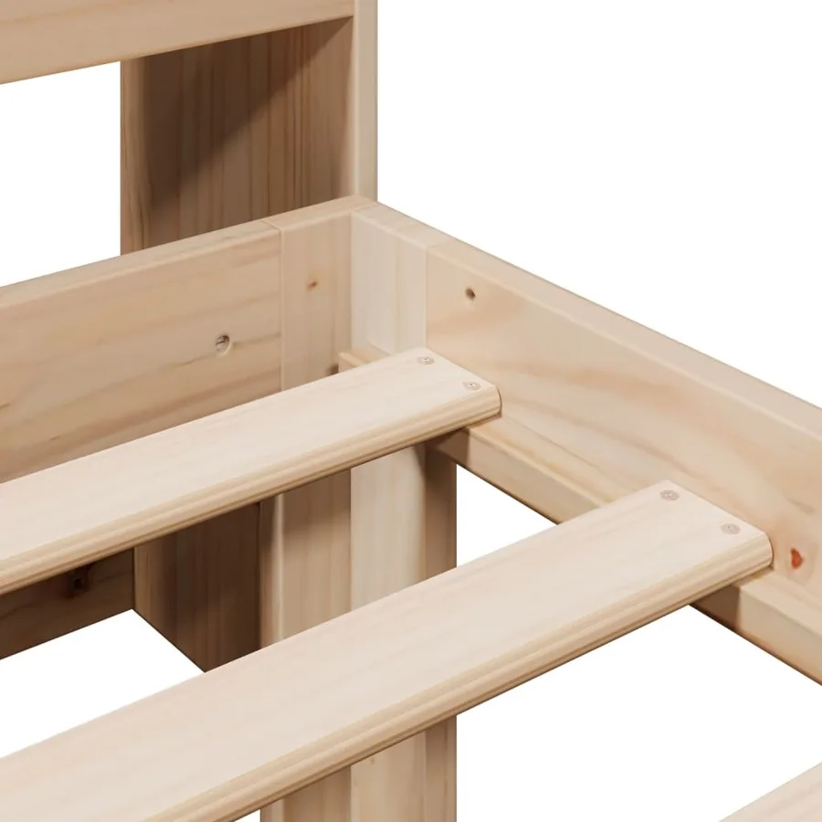 Lit bibliothèque sans matelas 75x190 cm bois de pin massif - 9