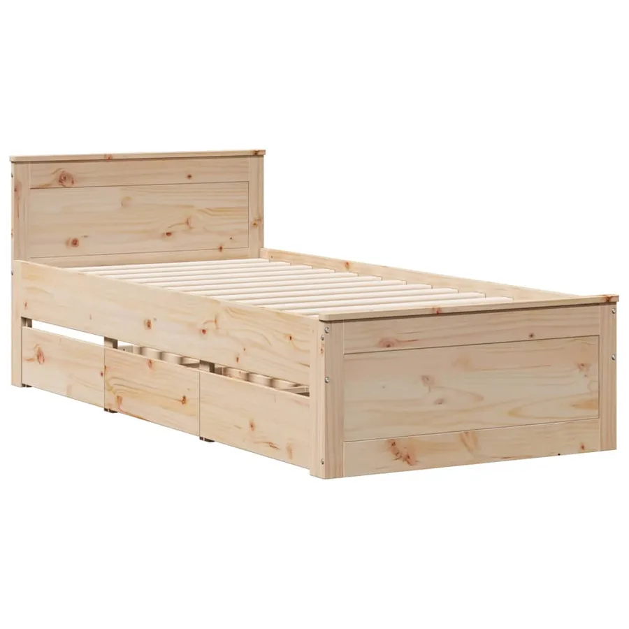 Lit bibliothèque sans matelas 90x200 cm bois de pin massif - 8