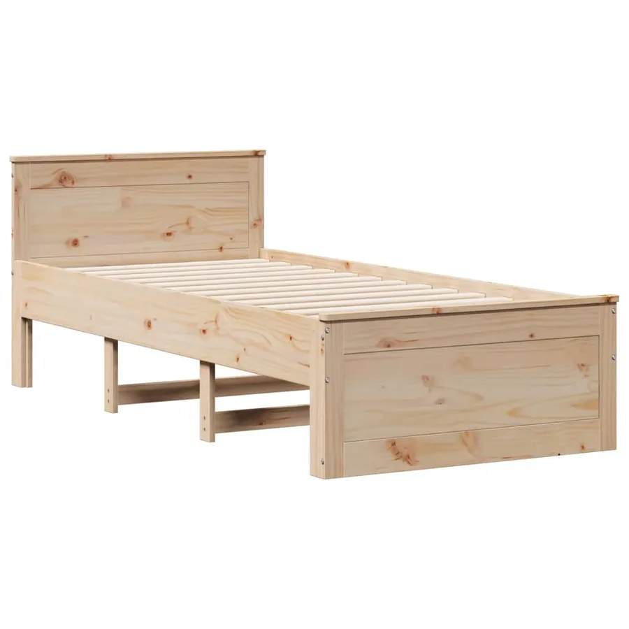 Lit bibliothèque sans matelas 90x200 cm bois de pin massif - 9