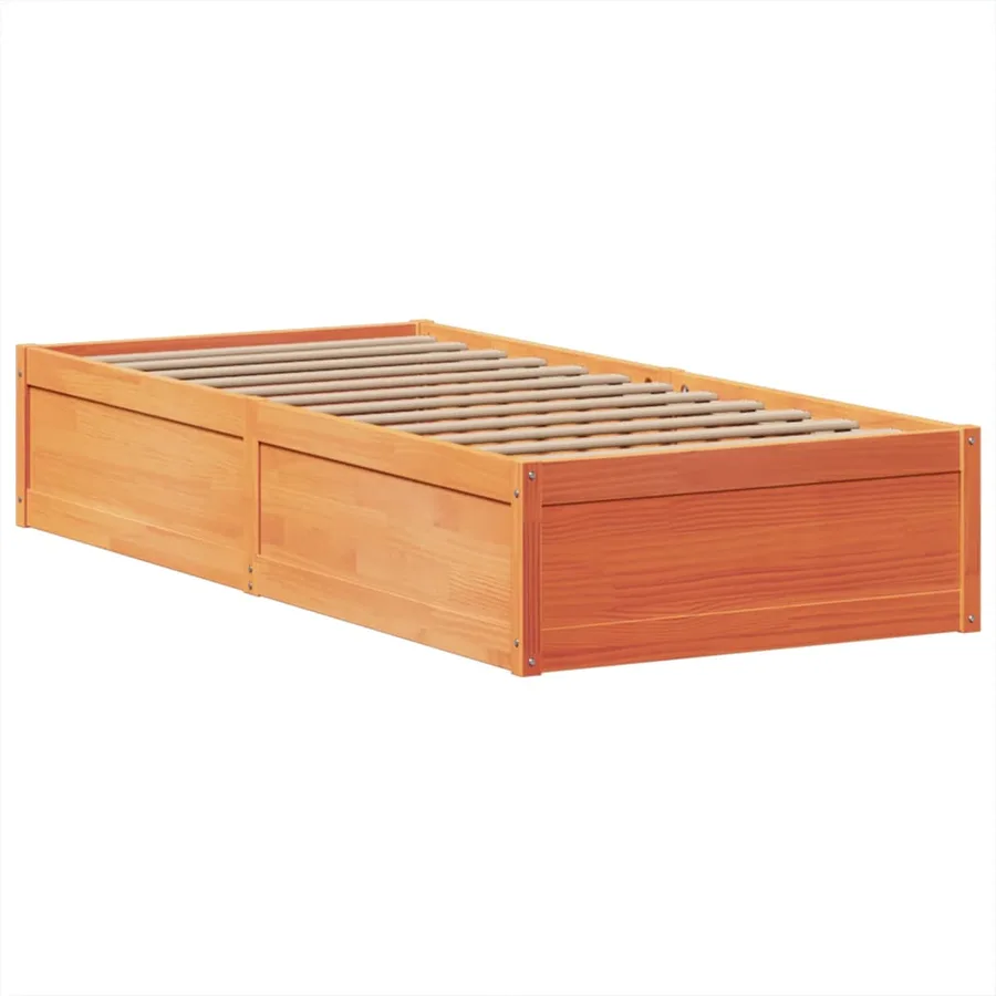 Cadre de lit sans matelas cire marron 75x190 cm bois pin massif - 5