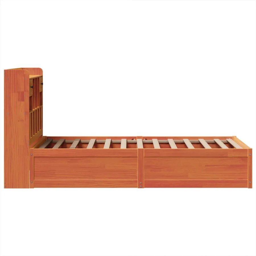 Cadre de lit sans matelas cire marron 75x190 cm bois pin massif - 6