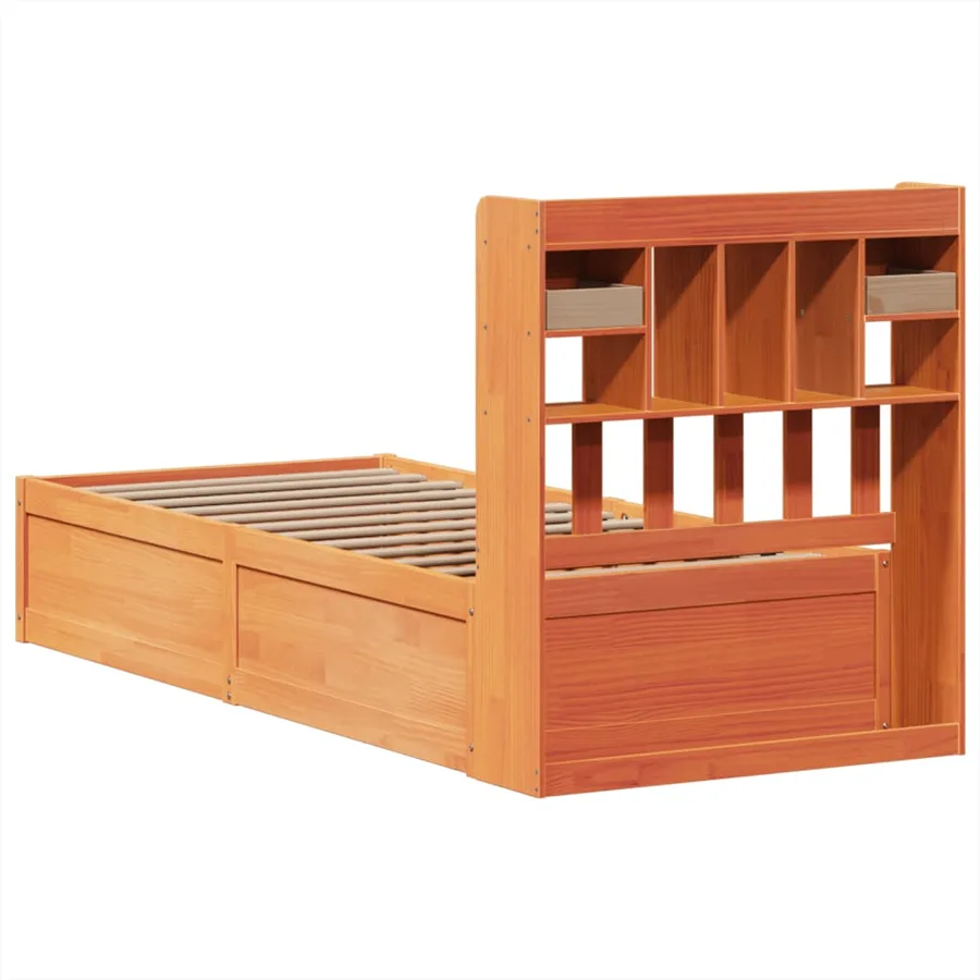 Cadre de lit sans matelas cire marron 75x190 cm bois pin massif - 7