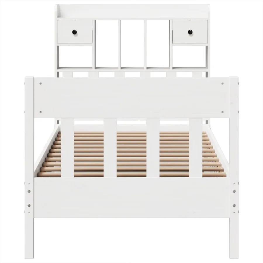 Cadre de lit sans matelas blanc 75x190 cm bois de pin massif - 4
