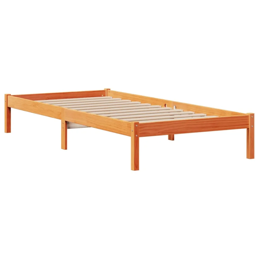 Lit bibliothèque sans matelas cire marron 100x200 cm pin massif - 5