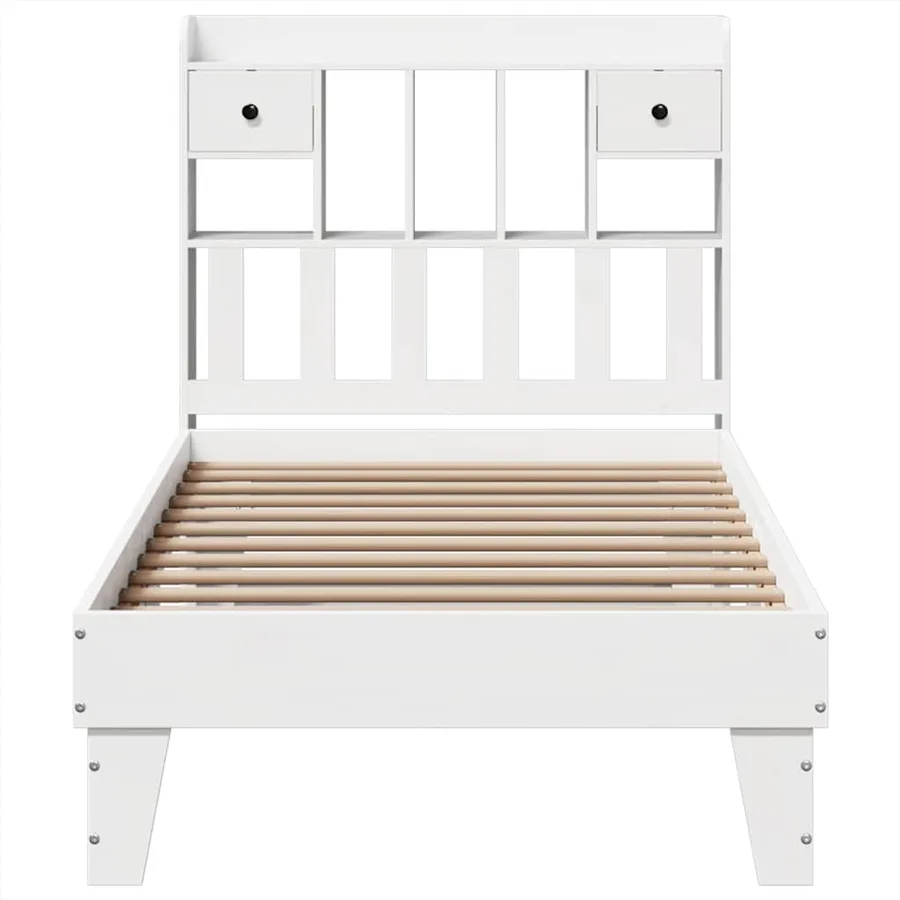 Cadre de lit sans matelas blanc 75x190 cm bois de pin massif - 4