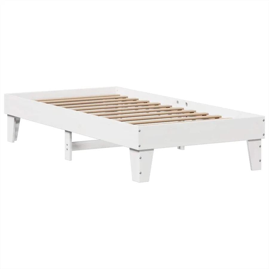 Cadre de lit sans matelas blanc 75x190 cm bois de pin massif - 5