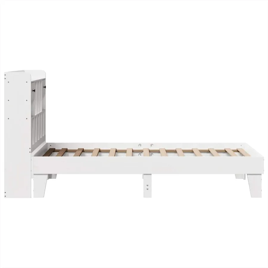 Cadre de lit sans matelas blanc 75x190 cm bois de pin massif - 7