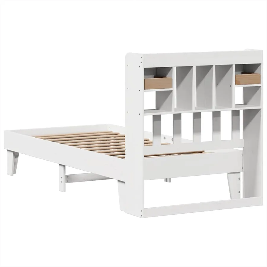 Cadre de lit sans matelas blanc 75x190 cm bois de pin massif - 8