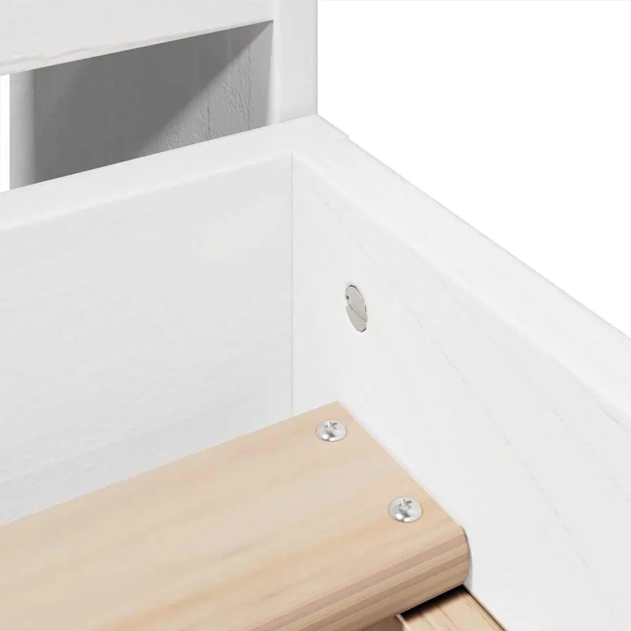 Cadre de lit sans matelas blanc 75x190 cm bois de pin massif - 9
