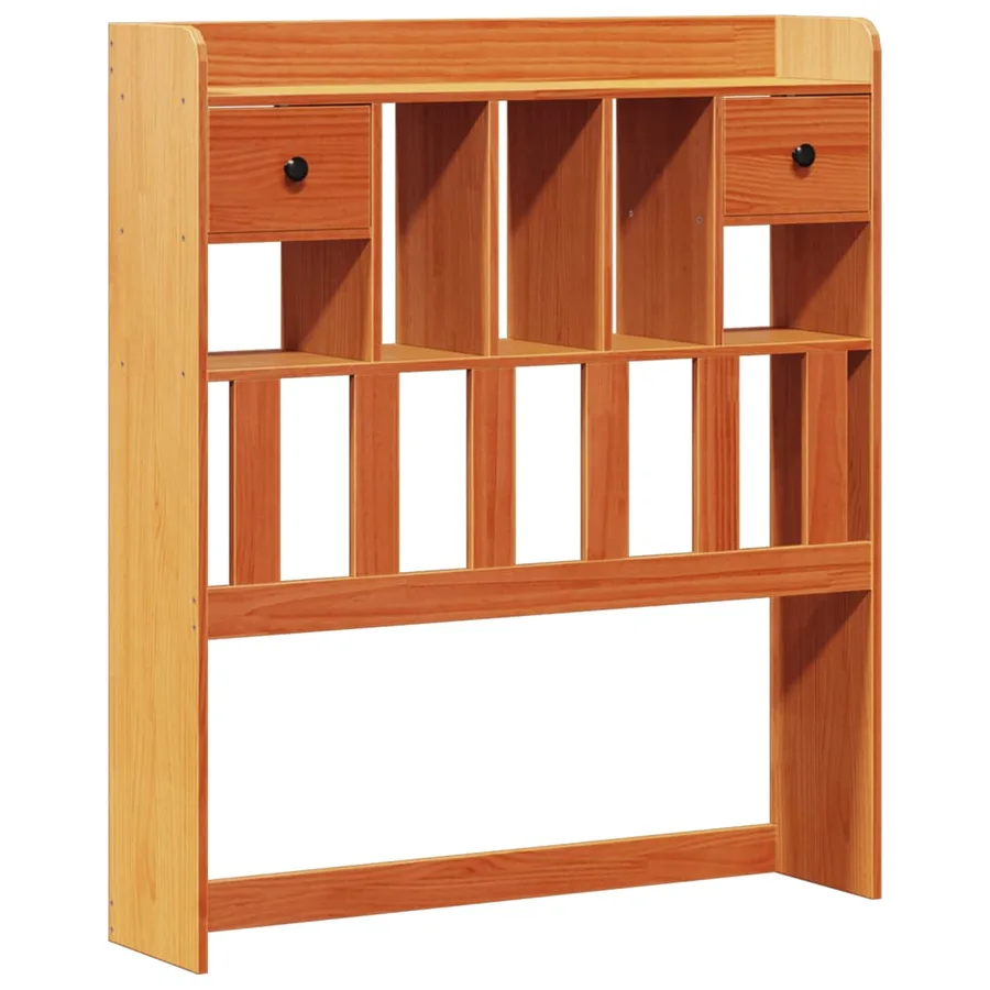 Lit bibliothèque sans matelas cire marron 75x190 cm pin massif - 7