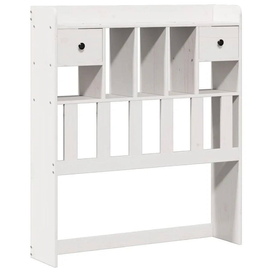 Lit bibliothèque sans matelas blanc 75x190cm bois de pin massif - 7