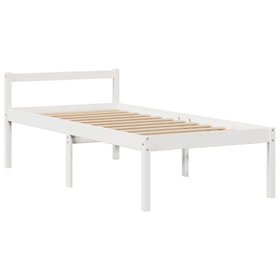 Lit bibliothèque sans matelas blanc 75x190cm bois de pin massif - 8
