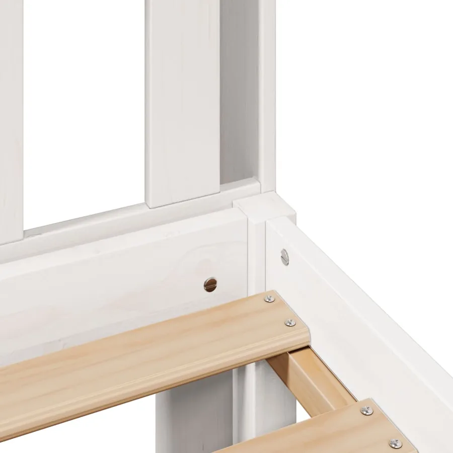Lit bibliothèque sans matelas blanc 75x190cm bois de pin massif - 9