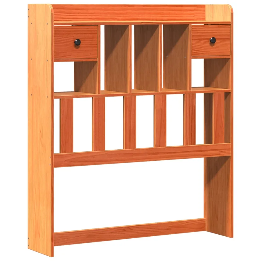 Lit bibliothèque sans matelas cire marron 75x190 cm pin massif - 6