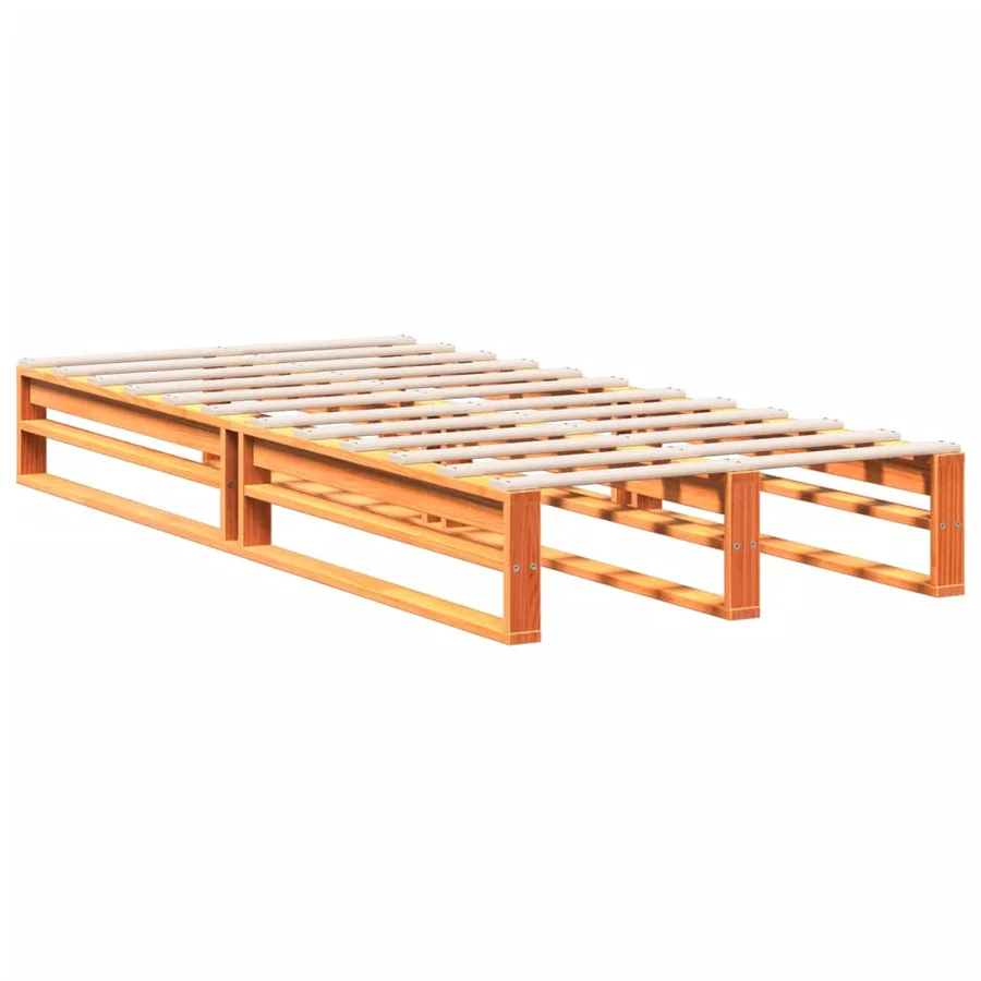 Lit bibliothèque sans matelas cire marron 75x190 cm pin massif - 7