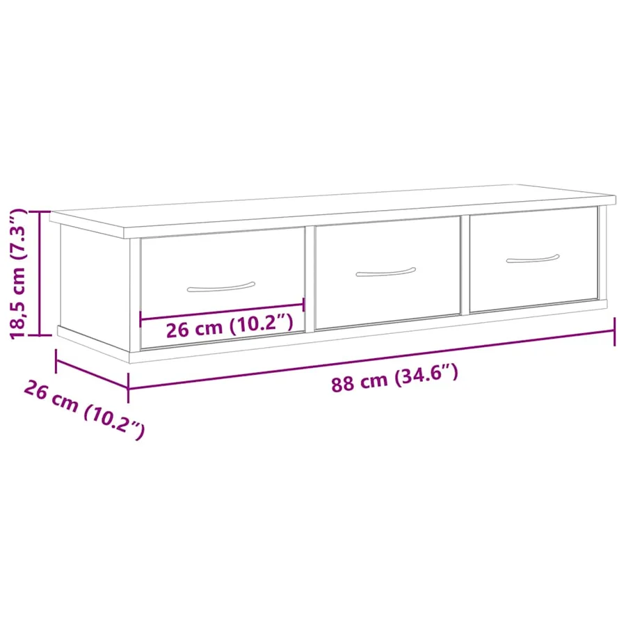 Armoire murale chêne artisanal 88x26x18,5 cm bois d'ingénierie - 10