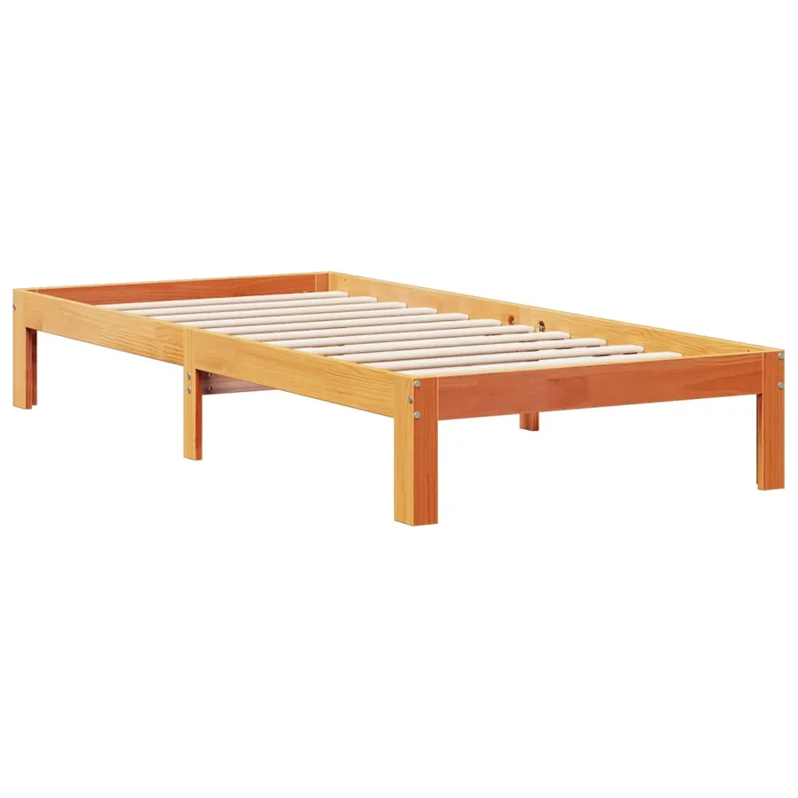Lit bibliothèque sans matelas cire marron 100x200 cm pin massif - 8