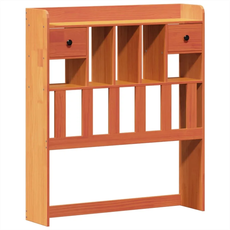 Lit bibliothèque sans matelas cire marron 100x200 cm pin massif - 7