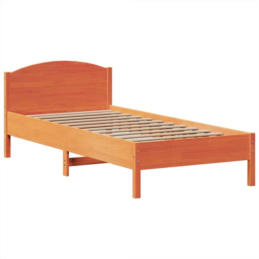 Lit bibliothèque sans matelas cire marron 100x200 cm pin massif - 8