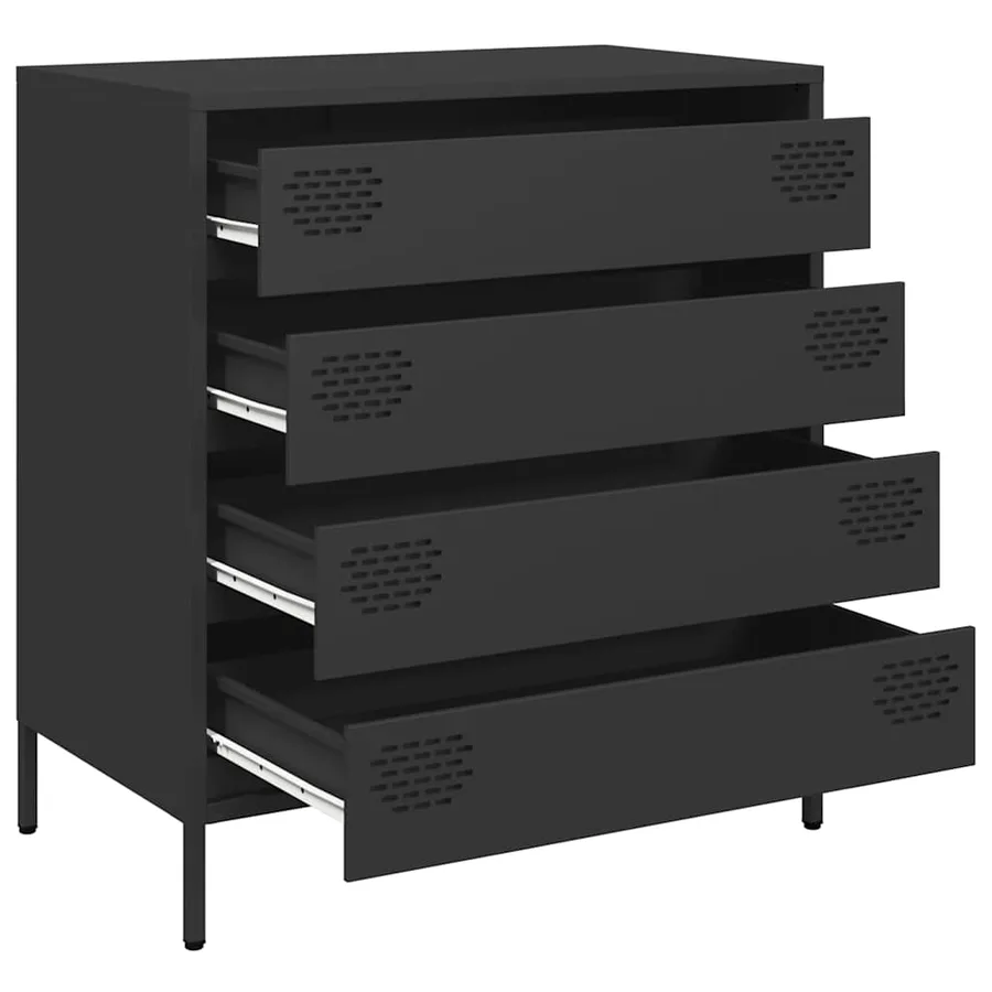 Buffet noir 68x39x73,5 cm acier laminé à froid - 4