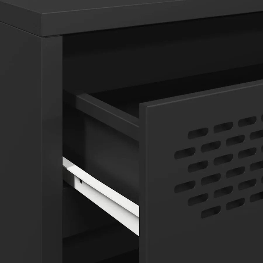 Buffet noir 68x39x73,5 cm acier laminé à froid - 9
